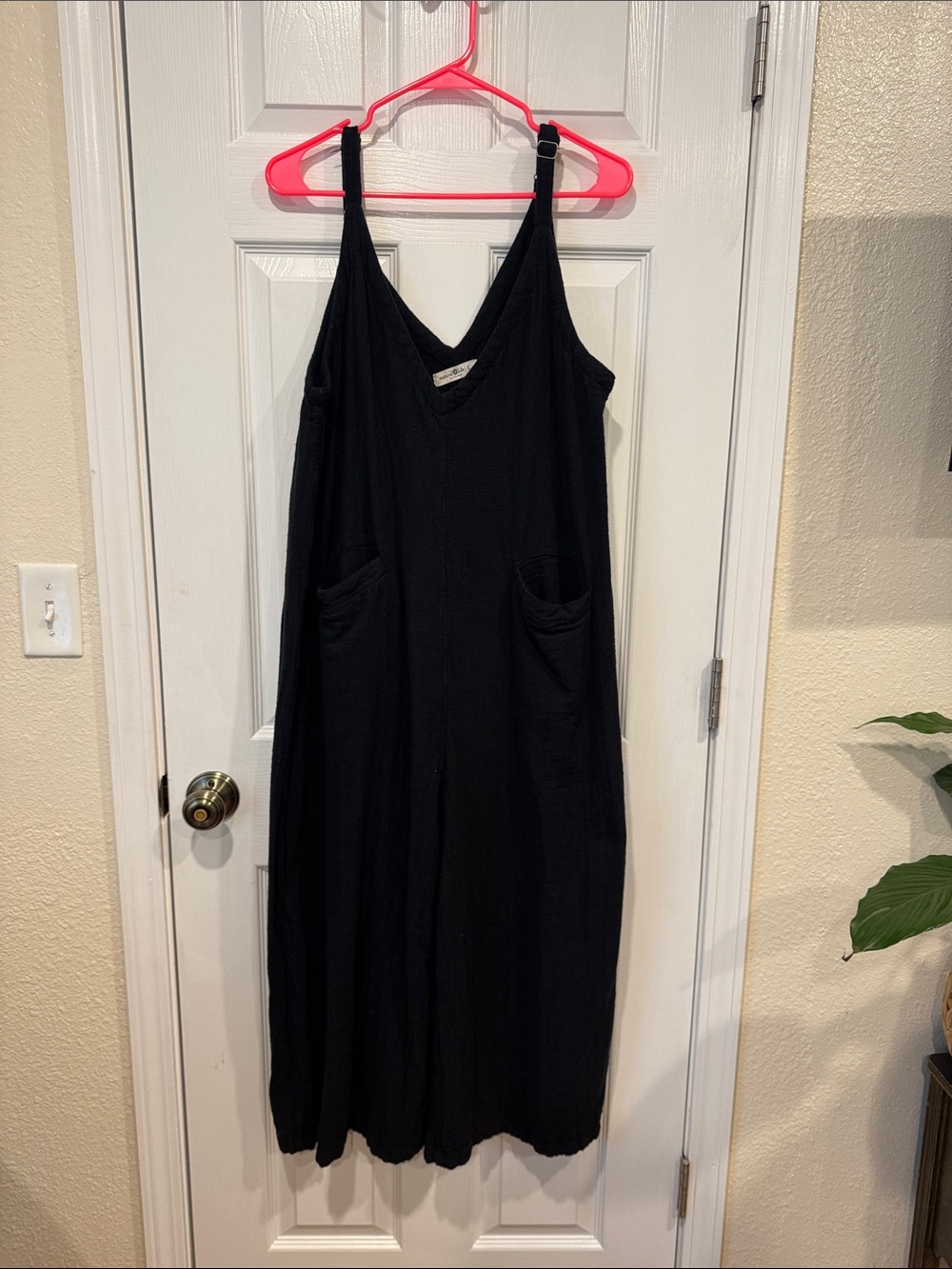 NATURAL LIFE Black V-Neck Jumpsuit with Pockets